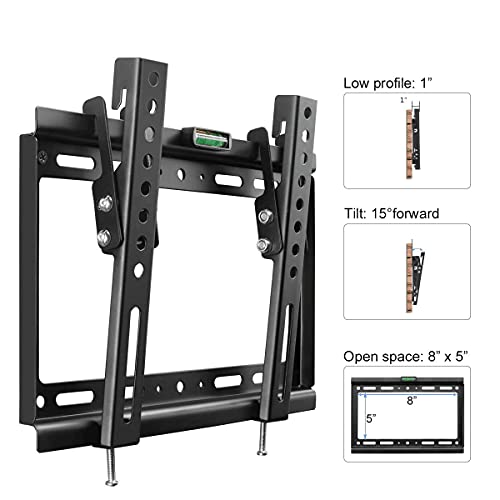 Suptek Tilt TV Wall Mount Bracket for Most 14-42 inch LED, LCD and Plasma TV Mount with Max 200x200mm VESA and 55lbs Loading Capacity, Fits Studs 8" Apart, Low Profile with Bubble Level (MT3202) - size: 14''-42" TV - for wood studs up to 8"