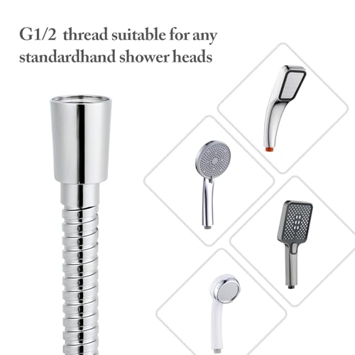 79 Inch Shower Hose Replacement, Stainless Steel, Chrome - color: 79"-Chrome