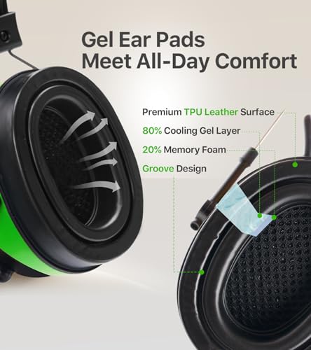 AM FM Radio Hearing Protection Earmuff, Bluetooth 5.4, 30SNR - color: Am/Fm+ Bluetooth-green