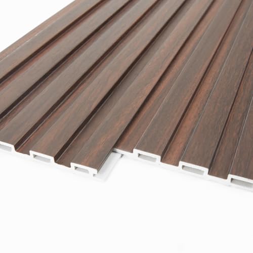 Art3d 48 x 6 in WPC Wood Slat Wall Panels, 3D Wall Accents, 16-Pack, Walnut | Real Wood Grain, Durable, Water Resistant, Wear-Resistant, No Emission, Eco-Friendly, Easy to Care, for Living Room, Bedroom - color: Walnut, size: 48" * 6"