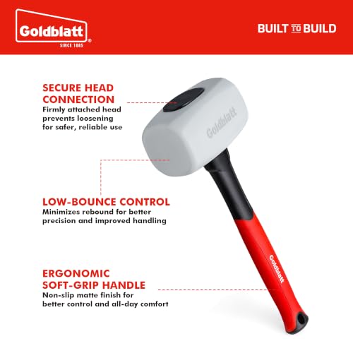 Goldblatt 24 oz. Low Recoil Double Face White Flooring Rubber Mallet Hammer - size: 24 oz.