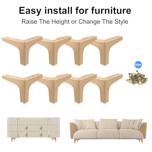 AODIOU Furniture Legs Gold Feet: Sofa Legs Replacement Set of 8 - Metal Furniture Legs 4 Inch Triangle Feet - color: Gold, size: 4'' / 10cm(8PCS)