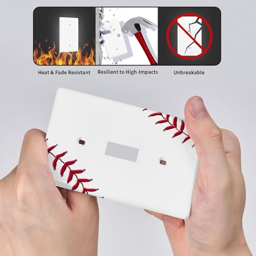 Baseball Single Toggle Light Switch Cover Plate | Fits standard 2-gang toggle and rocker switches, Durable polycarbonate thermoplastic with fade-resistant printed finish - color: Baseball, size: Single Toggle