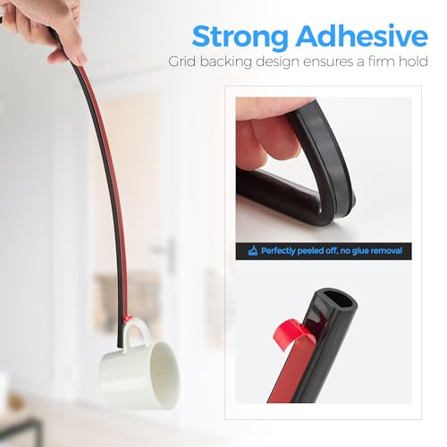 Ravinte Weather Stripping Door Seal Strip, 23 FT D-Shaped Silicone, Black - color: Black, size: 3/8" W × 5/16" T x 23FT