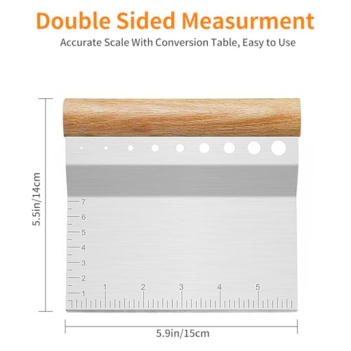 ALLTOP Dough Bench Scraper/Cutter/Chopper, 1 Pack - color: Wooden