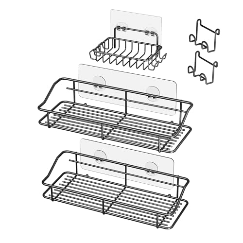 Nieifi Shower Caddy Adhesive, Shower Shelves, Shampoo Holder for Bathroom - color: Black, size: 3 Pack