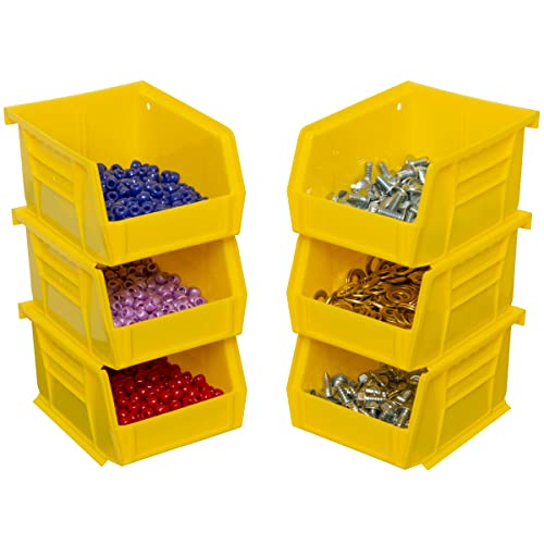 Akro-Mils Storage Bins 30210, Plastic | Stackable | Hanging Design | 5" x 4" x 3" | Yellow | Pack of 24 - color: Yellow, size: 24 Pack