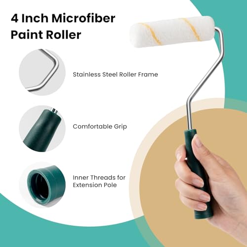 Paint Roller Covers, 26 Pack, 4 Inch 3/8" Nap Microfiber