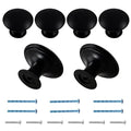 Black Cabinet Knobs 1.18" Diameter, 6 Pcs - color: Matte Black, size: 6 Pack