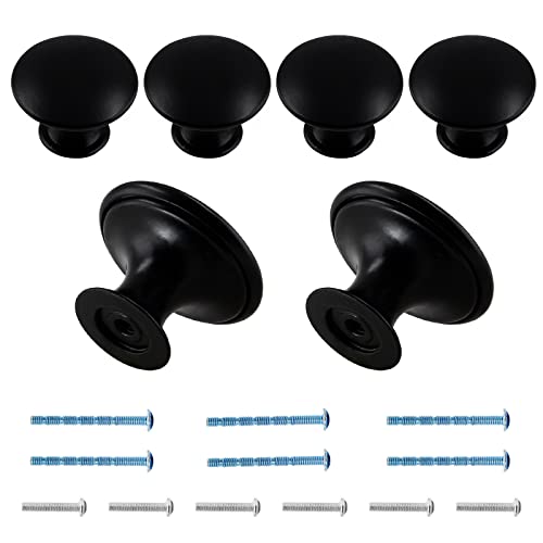 Black Cabinet Knobs 1.18" Diameter, 6 Pcs - color: Matte Black, size: 6 Pack