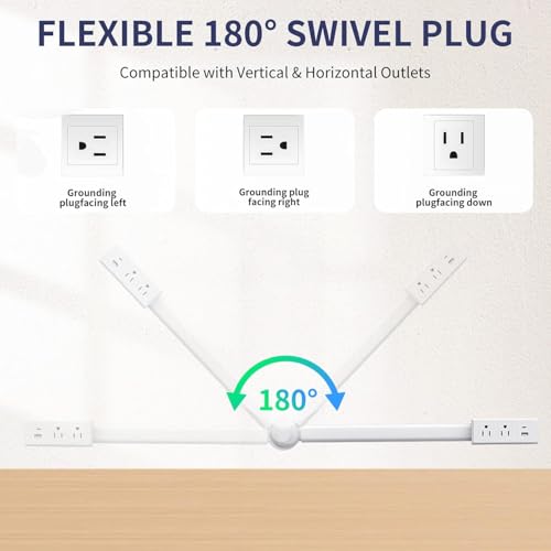 Electrical Outlet Extender Stick,180° Rotating Extendable Wall Outlet for Hard to Reach Places,Rotating Plug Power Hub for Bedroom, Living Room, Office