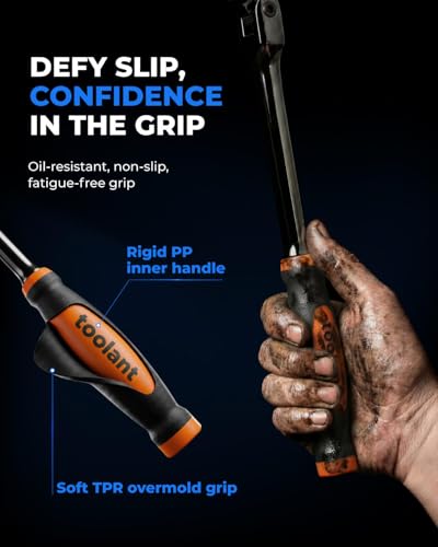 toolant 3/8" Drive Flex Head Ratchet Wrenches with Orange Rubber Handle, 90 Tooth Compact Flex Head Socket Ratchet Wrench, 12 Inch Length - size: 3/8"-12inch(Orange Handle), style: Flex-head Ratchet