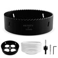 Bi-Metal Hole Saw 6 Inch with 4-Hole Hollow Center Design & Dust Bowl Catcher – 152mm Hole Cutter for Recessed LED Lights, Cuts Wood, Metal & Drywall, Ideal for Lighting Installation - size: 6" & BLK