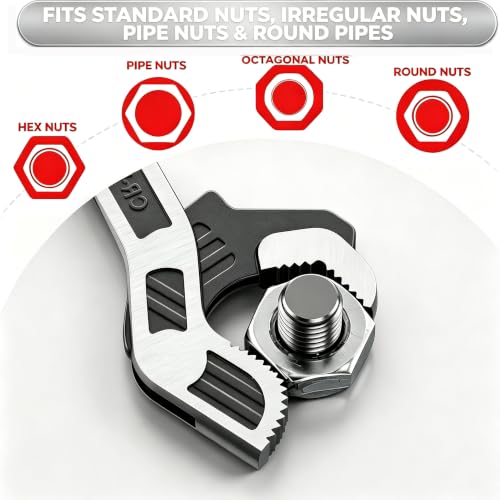 Self Adjusting Pipe Wrench, 6” 8” 10” 12" Pipe Wrench Set, Plumbers Wrench with Self Tightening Function for 9/32" to 1-11/16" (7-43mm) Pipe Fittings, Standard Nuts and Irregular Nut