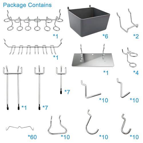FRIMOONY Pegboard Hooks Assortment with Pegboard Bins, Peg Locks, for Organizing Various Tools, 140 Piece - style: 140PCS