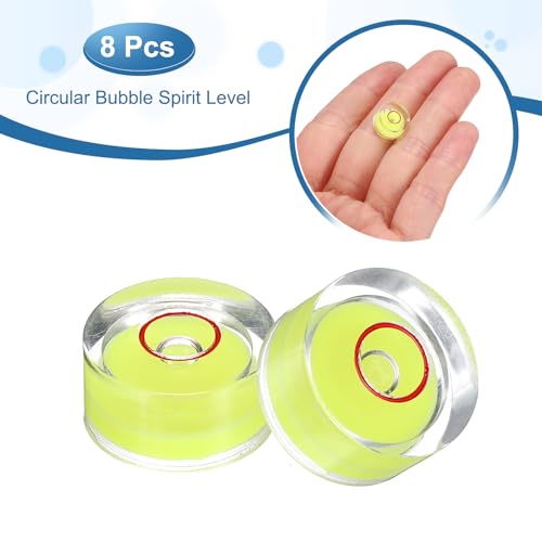 HARFINGTON 8pcs Circular Bubble Spirit Level 12x6mm Mini Round Bubble Spirit Level Little Measuring Layout Tools for TV Industrial Carpentry Picture Frame, Yellow/Red - color: Yellow/Red, size: 12x6mm