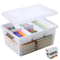 MACOPRO 17QT Clear Plastic Box Craft Storage Bin with Removable Tray & Lid - size: 1Pack-17QT