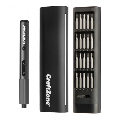Ultra Mini Electric Precision Power Screwdriver Set Kit | Max 0.5N.m | with 20 S2 Steel Bits | 5/32'' Hex with LED Light | Magnetic Storage | Repair Tool for Electronics|Camera|Laptop (Grey)