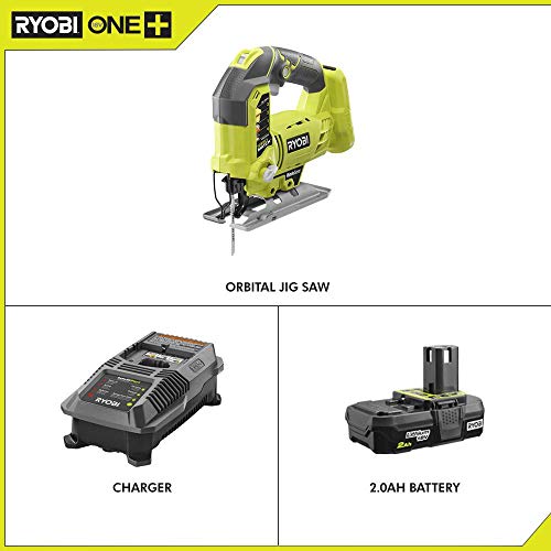 RYOBI P5231-P163 18-Volt ONE+ Cordless Orbital Jig Saw with 2.0 Ah Battery and Charger Kit