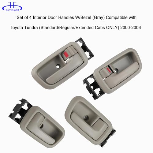 Set of 4 Interior Door Handles W/Bezel (Light Gray) Fit for 2000-2006 Toyota Tundra(Standard/Extended Cabs ONLY),Front and Rear Side - size: Front & Rear Left & Right
