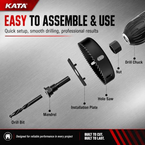 KATA 18-Pieces Hole Saw Kit 3/4"-5" for Soft Wood, Drywall, PVC, Plastic - color: 18 PCS