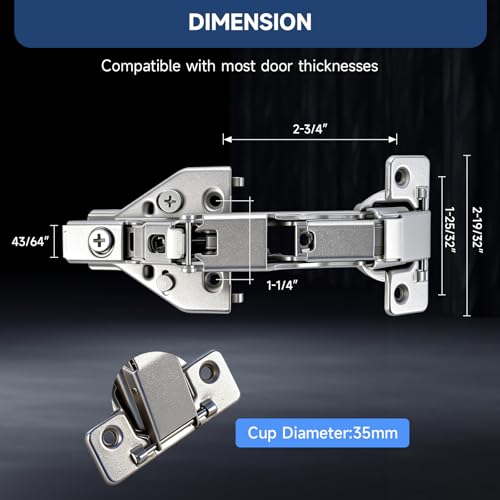 HJ 165 Degree Corner Cabinet Hinges, 2 Pack Lazy Susan Hinges, Face Frame Soft Close Concealed Hinges for Kitchen Corner Cabinet Folding Doors, 3D 6-Way Adjustable Replacement Hardware - size: 165°