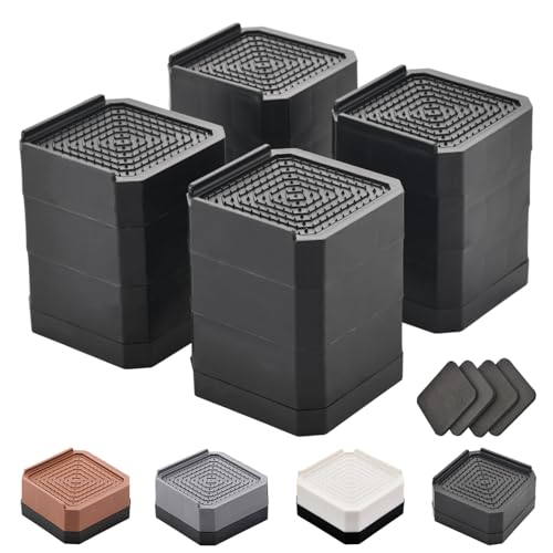 EclatBain Adjustable Bed Risers 3&4.3 Inch, 4000 lbs, 4 Pack Black - color: Square-4 Pack-black, size: 3 Layer(4.3inch)