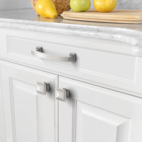Amerdeco 10 Pack Brushed Satin Nickel 3.75 Inch(96mm) Hole Centers Kitchen Cabinet Pulls Cabinet Hardware Kitchen Handles for Cabinets Cupboard Handles Drawer Pulls ZH0009 - color: Brushed Satin Nickel, size: 3.75" hole center