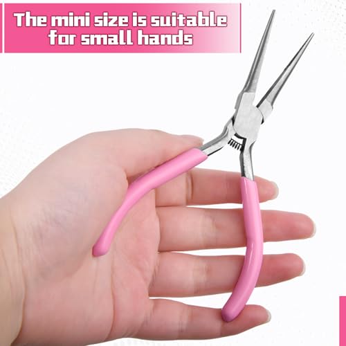 Small Needle Nose Pliers Serrated Jaw 5.3 Inches Extra Long Nose Pliers with Teeth Mini Precision Jewelry Plier for Bending Wire and Small Object Gripping Jewelry Making Tools with Spring - style: Needle Nose Pliers Serrated Jaws