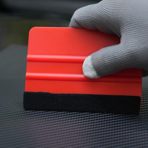 2-Pack Felt Edge Squeegee Tool for Vinyl Wrap & Wallpaper Smoothing, Plastic Scraper with Replacement Fabric Felts, Anti-Scratch Applicator for Car Window Tint, Glass Film & Craft Decals - color: Red