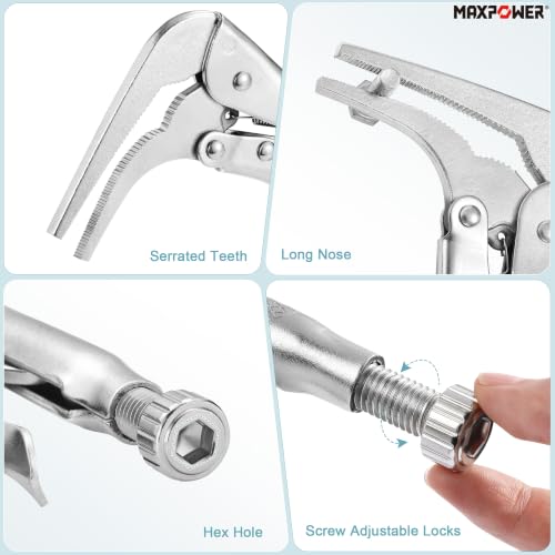 MAXPOWER 10-inch 90 degree Offset Long Nose Locking Pliers, 3" Jaw Opens - size: 10"