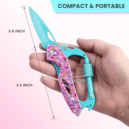 FUNBRO 6-in-1 Multitool with Folding Pocket Knife, Bottle Opener - color: Macaron