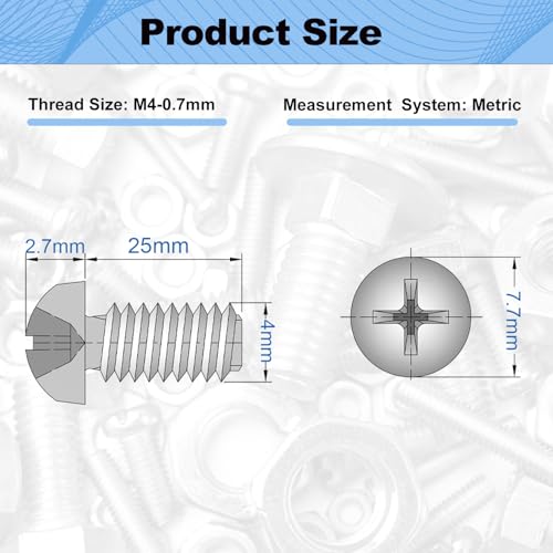 M4x25mm Machine Screws Pan Phillips Cross for Furniture Repairs 3D Printer - size: M4x25mm