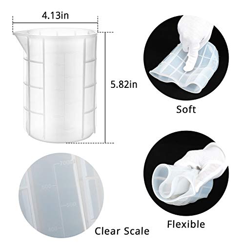 Gartful 700ml Extra Large Silicone Measuring Cups, Resin Mixing Cups for Epoxy, Jewelry Casting Molds, Acrylic Paint Pouring, Nonstick Reusable Craft Measuring Cups, 23 oz, Set of 2 - size: X-Large-700ml*2