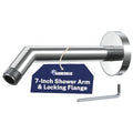 HammerHead® Solid Metal Shower Arm and Flange - 7.5 Inch 304 Stainless Steel Extension Pipe - Universal Shower Head Arm with Flange and Locking Screw, Chrome - color: Chrome