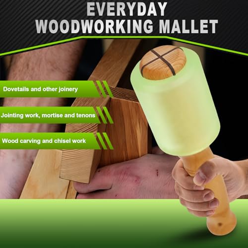 Wood Carving Mallet 12 oz - Non-Slip Woodworking Hammer for Chisels, Gouges & Carving Tools, Light Green Urethane Head - color: Greener