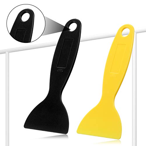 Mudder 12 Pieces Plastic Spatula Putty Knife Scrapers, Black, Yellow - color: Black, Yellow