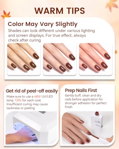 Makartt Fall Brown Gel Nail Polish Set: 6 Colors 15ml Hema-Free Gel Polish - color: Fall Collection