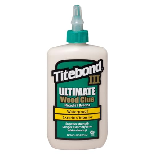 Titebond III Ultimate Wood Glue 8 Oz. (12 Pack) – Premium Professional Woodworking Adhesive, Waterproof, Strong Initial Tack, Interior/Exterior Use, Easy Water Cleanup – 1413 - size: 8 Fluid Ounce (12 Pack)