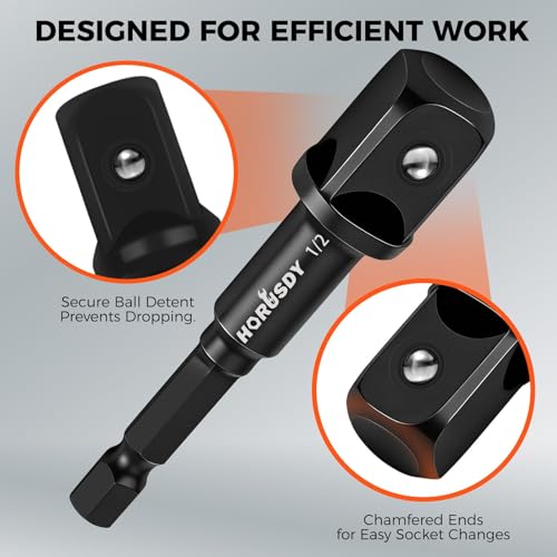 7-Piece High Torque Impact Socket Adapter & Magnetic Bit Holder Set, 1/4" Hex Shank Drill Socket Adapter to 1/2" 3/8" 1/4" Drive, Magnetic Bit Holder for Impact Driver & Drill, With Organizer Rack - color: 7 Pcs Black Magnetic Bit Holder