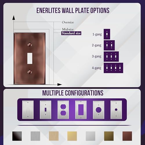 ENERLITES Toggle Light Switch Metal Cover Plate, 2-Gang, Antique Copper - color: Antique Copper, size: Standard Size