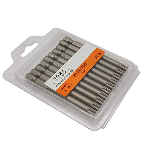 10PCS 3"/75mm T25 Torx Head Screwdriver Bit Set, 1/4 Inch Hex Shank with Quick Release Slot,S2 Steel Magnetic Security Tamper Proof Star 6 Point Screw Driver Kit Tools - color: 75mm/3inch, size: T25