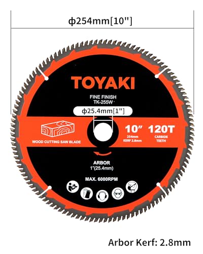 10 Inch Miter Saw Blade, 120-Tooth ATB for Cutting Wood, Arbor 1" - size: 10"_120T_arbor(25.4mm)