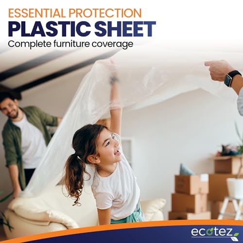 12 Pack 12 x 9 ft Extra Large Plastic Drop Cloth for Painting - size: 12 Pack-Standard