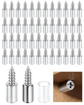 50 Pack Cabinet Shelf Support Pegs - Heavy Duty Cabinet Shelf Pins with Non-Slip Sleeves, Integrated Shelf Support Screws for Wood Furniture, Closet, Kitchen Cupboard, Wardrobe & Bookcase