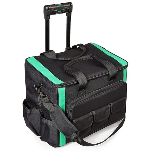 Amazon Basics Tool Storage Rolling Bag with LED Light, 20 Pockets, Adjustable Shoulder Strap, Black - size: Rolling Bag