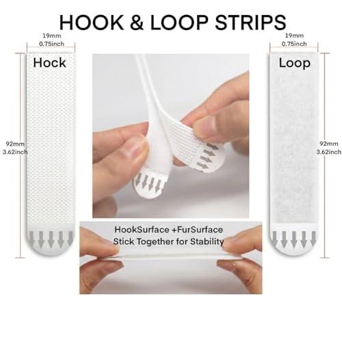 24 Pairs (48 Packs) Picture Hanging Strips Heavy Duty, Easy Removal Wall Hangers Without Nails, No Damage Hole Renter Friendly Kits for Frame, Decor & Poster, Large Hook-and-Loop Strip