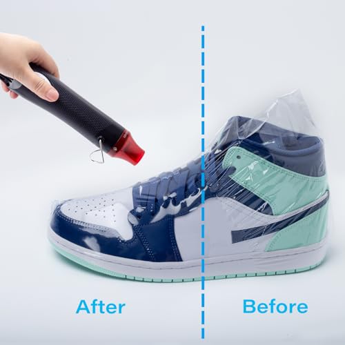 Shoe Shrink Wrap Bags with Heat Gun, 11x18 Inches 50Pcs Heat Shrink Wrap - size: 11x18 inches (50 pcs)