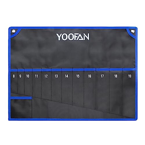 Wrench Roll Up Pouch – Wrench Organizer, Wrench Bag with Handle, Wrench Holder for Hanging - size: 12 Pockets Metric