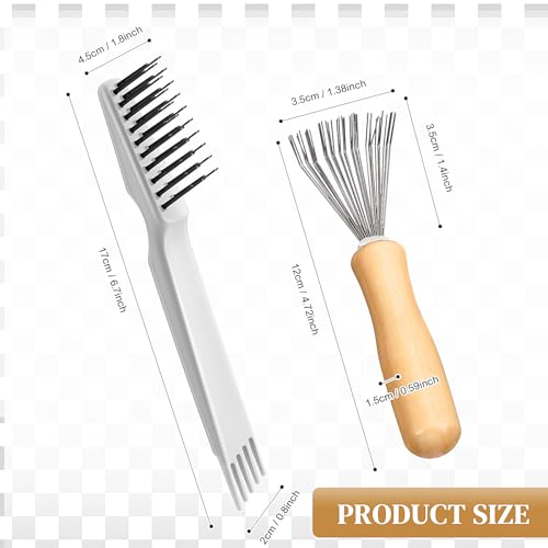 Boao 2 Pack Hair Brush Cleaner,Gray, Wood Color,Polished Wooden Handle Rake - color: Gray, Wood Color, style: Polished Wooden Handle Rake